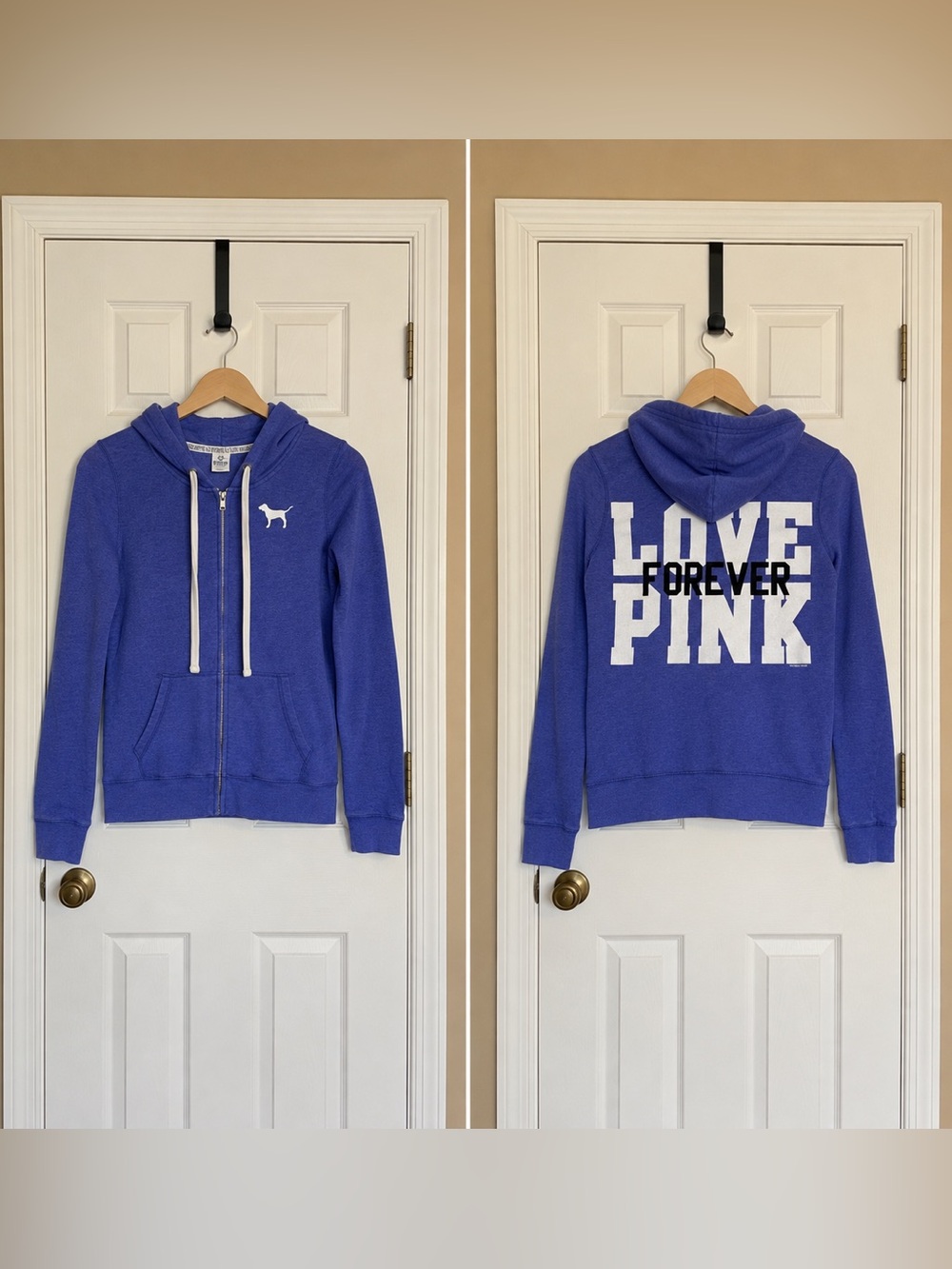 Y2K Vintage Victoria's Secret PINK blue zip up hoodie Size L